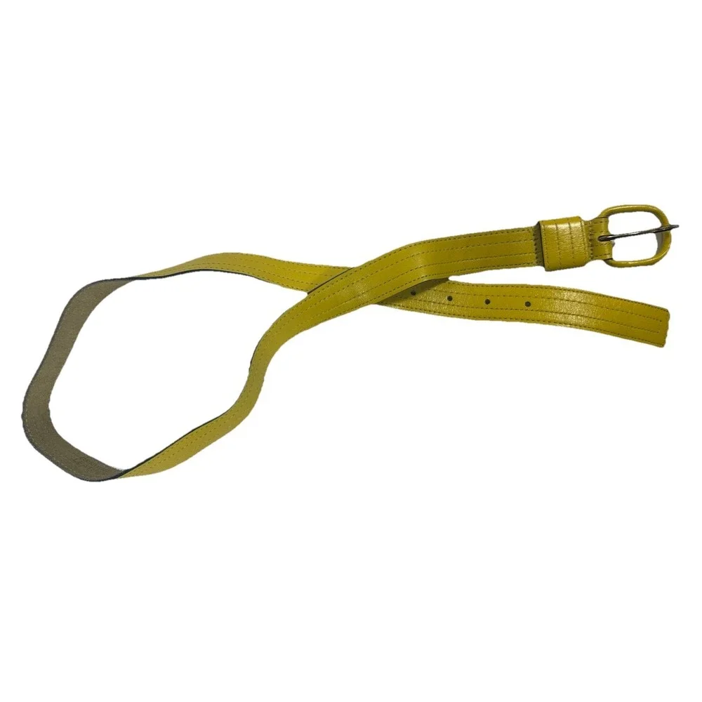 Schaffer Leather Belt Yellow Womens 28 5834M Buckle Wrapped High Fashion 80s